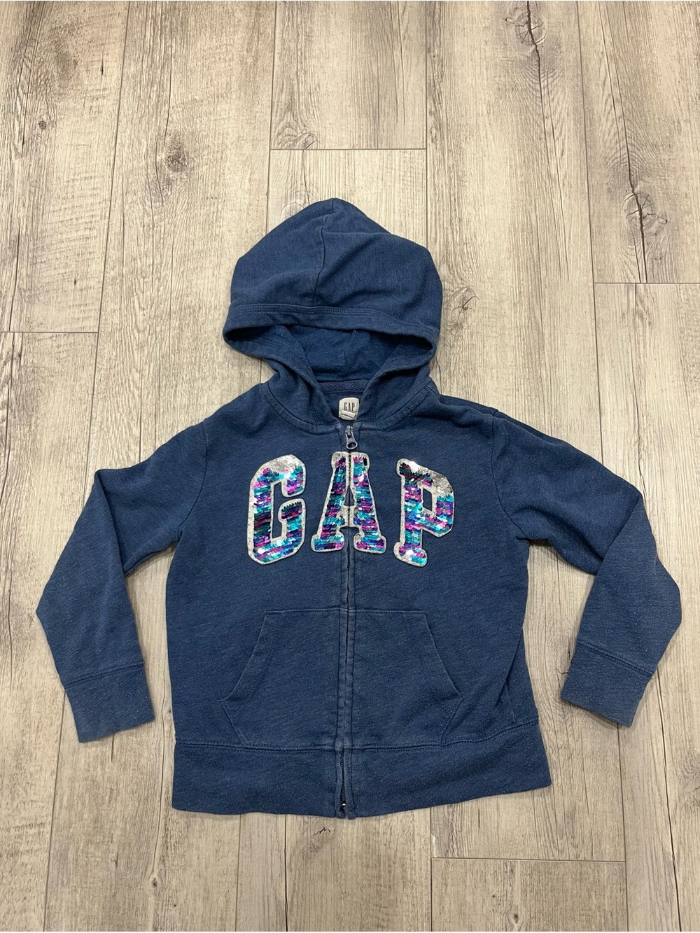 5 for $10 GAP Navy Hoodie with Multicolor Sequin Logo